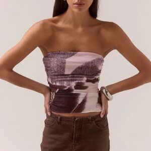 After light Mesh Top. Stylish Pink and Purple Women's Crop Top